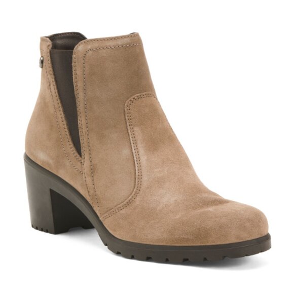 NEW ENVAL SOFT Made In Italy Suede Chelsea Heel Booties Taupe for women  663mn - Picture 1 of 3